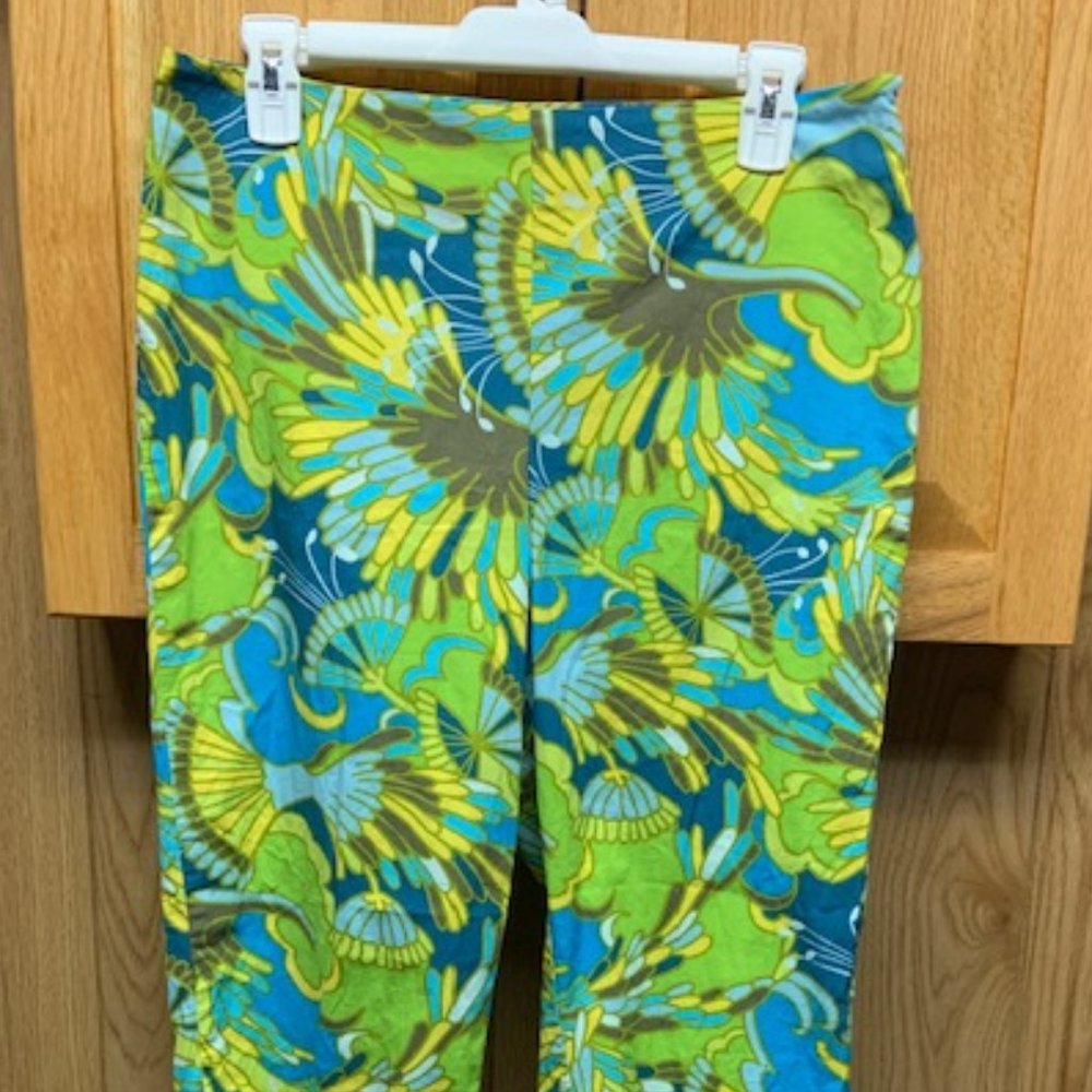THE LIMITED STRETCH women’s green blue floral capri/ankle pants / size 10